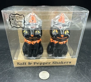 Johanna Parker Schwarze Katze Salz & Pfefferstreuer Set Halloween Transpac NEU - Bild 1 von 11