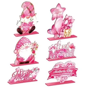 6 Pcs Mother's Day Decorations Happy Mother's Day Wooden Table Centerpiece - Picture 1 of 7