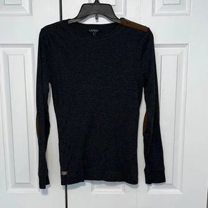 Damen Lauren Ralph Lauren Top Langarm Reißverschluss Schulter Ellenbogen Patch Gr. M - Bild 1 von 12