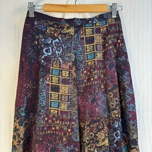 Koret Women’s Size 8 Vintage Patchwork Full Rayon Midi Skirt Hand Pockets Boho - Picture 1 of 7