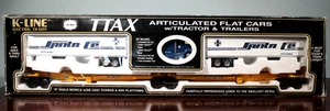 K-Line O Gauge TTAX Articulated Flat Cars w/Santa Fe Trailers & Semi - Picture 1 of 9