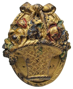 CESTA de FLORES Antiguo Llamador de Puerta de Hierro Fundido Pequeño Interior B&B Polvo Room - Imagen 1 de 12