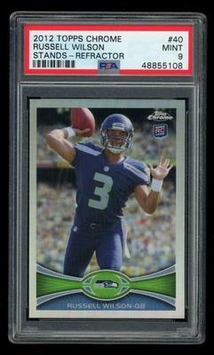 Topps Chrome Refractor #40 Russell Wilson 2012 autógrafo radiocontrol automático PSA 9 como nuevo Foto 1 de 2