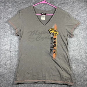 Harley Davidson Women's V Neck Gray/Orange XL Black Hills Rapid City Genuine HD - Picture 1 of 9