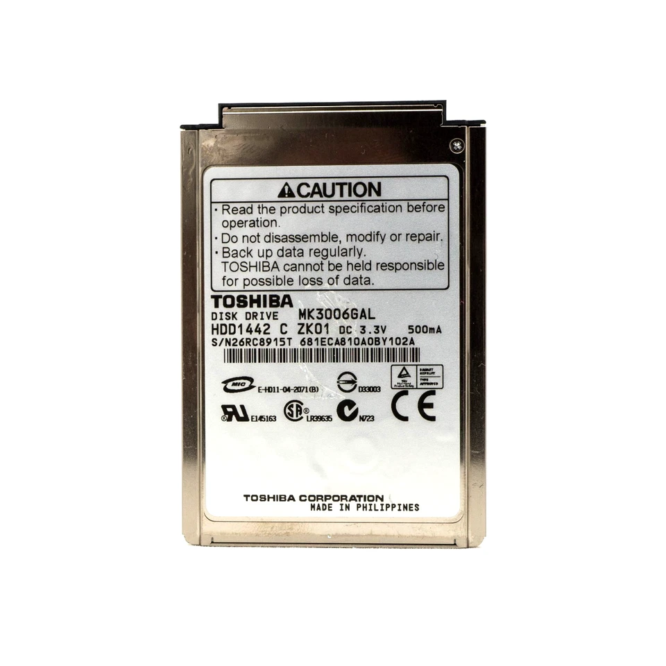 Toshiba MK3008GAL 30GB,Internal,4200 RPM,4.57 cm (1.8") (HDD1642) Desktop HDD - Image 1 of 4