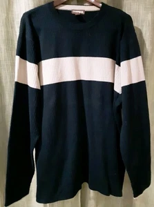 Maglione girocollo Cambridge Classics marrone scuro beige costine caldo taglia XXL - Foto 1 di 3