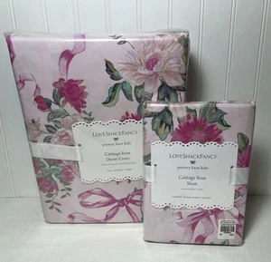 Edredón Pottery Barn Kids LoveShackFancy Cabbage Rose con volantes, doble y 1 farsa - Imagen 1 de 3