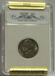 P Jefferson 1972 níquel calificado 70 por SGS! 🔥 - Imagen 1 de 2