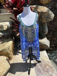 Camilla printed silk embellished Hi Low Tank top Size 3 Gorgeous!!!!!MSRB-$499 - Picture 1 of 9