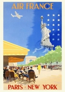 AIR FRANCE PARIS NEW YORK 1951 - Neuauflage POSTER / POSTER 50x70cm - Bild 1 von 1