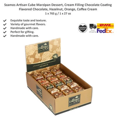 Szamos Artisan Cube Marzipan Dessert, Cream Filling Chocolate Coating 17g, 45pcs - Image 1 of 4