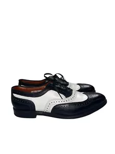 Allen Edmonds Mens 11A Broadstreet Oxford Wingtip Black White Leather 9003 - Picture 1 of 14