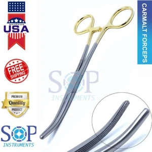 Gold Handle Spay Pack Rochester Carmalt Forceps 6.25" Curved Stainless Steel - Picture 1 of 2