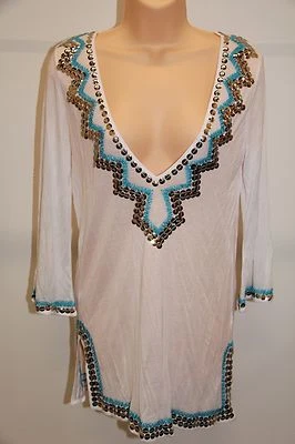 Nuevo con etiquetas Traje de baño Milly Cabana Vestido túnica encubrir Talla M Lentejuelas Espejadas Verde azulado Foto 1 de 4