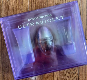 Ultraviolet Paco Rabanne 3 pc, 1 oz EDP spray + 1 oz ea Body Lotion, Shower Gel - Picture 1 of 11