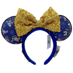 Disney World Parks Loungefly 50th Anniversary Minnie Gold Sequin Headband Ears - Picture 1 of 4