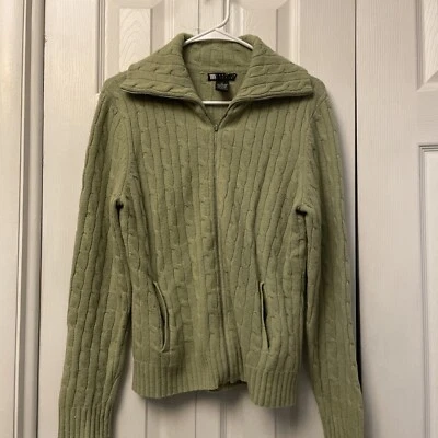 Cárdigan Carole Little Verde Cremallera Frontal Talla Md.Cable Tejido Foto 1 de 4