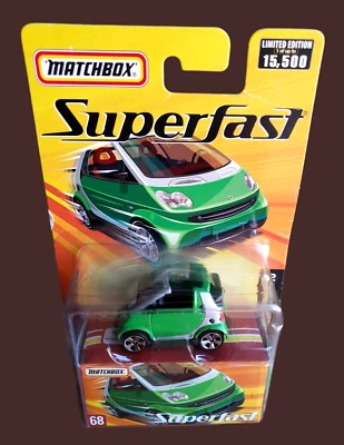 2005 Matchbox Superfast SMART FORTWO CABRIO #68 Green Limited 1/15,500 1:64 MOC - Image 1 of 4