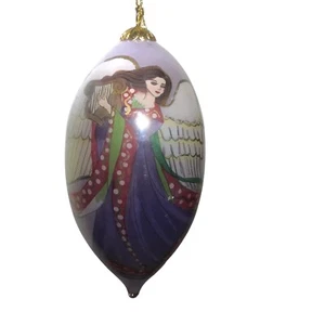 Pier 1 2005 Li Bien Christmas Ornament Angel Drop Inside Painted Glass 5" W/Box - Picture 1 of 13