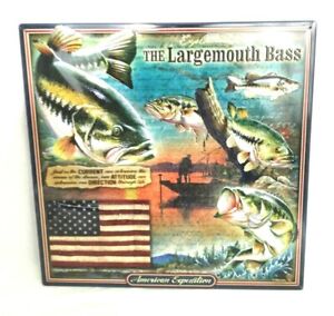Largemouth Bass Square 3D Embossed Tin Wildlife Wall Sign by American Expedition