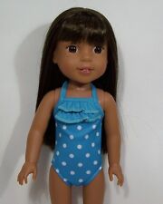 Blue Polka Dot Swimsuit Doll Clothes For 14" American Girl Wellie Wishers (Debs)