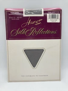 Collant NOS Hanes Silk Reflections talpa foschia seta trasparente piede di sandalo taglia EF - Foto 1 di 4
