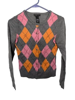 Cárdigan Suéter New York & Company Gris con Argyle/Diamante Mujer XS Foto 1 de 4