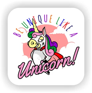 Seien Sie einzigartig wie ein Einhorn niedliche Mädchen lustige Getränke Untersetzer Geschenk Pferd magische Magie - Bild 1 von 2