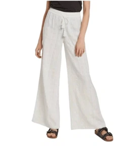Pantalones para mujer Volcom blancos de algodón gastados al sol con cordón - Imagen 1 de 12