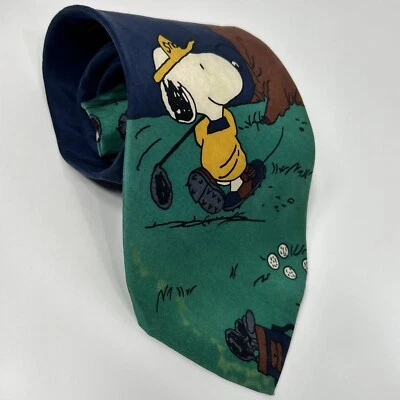 Corbata de Colección Cacahuetes Snoopy Woodstock Verde Seda Golf Novedad Prendas para el Cuello EE. UU. Foto 1 de 4