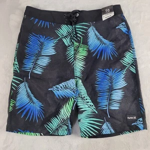 NWT HURLEY BOARD SHORTS MENS Sz 29 BLUE BLACK Fkoral SWIM TRUNKS 20" LENGTH - Picture 1 of 6