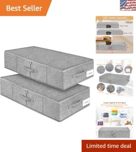 Resistente dormitorio esencial: paquete de 2 contenedores de almacenamiento gris debajo de la cama con tapas - Imagen 1 de 10