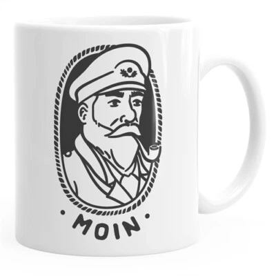 Kaffee-Tasse Kapitän Seemann mit Pfeife Schriftzug Moin MoonWorks® - Bild 1 von 2