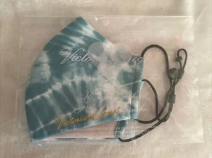 Victoria Secret REUSABLE & Washable Adjustable Face Mask Blue Tie DyeLogo NEW - Picture 1 of 6
