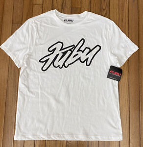 New FUBU Men’s White Short Sleeve Logo T-Shirt Tee Crew Neck Size Large (42-44)