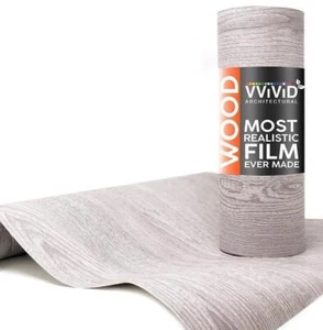 Película arquitectónica envolvente de vinilo de madera gris claro VVivid de colección | V137 - Imagen 1 de 2