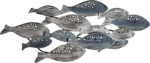 . School of Fish Modern Metal Wall Art, Perfect for Coastal, Nautical, Beach, or - Picture 1 of 9