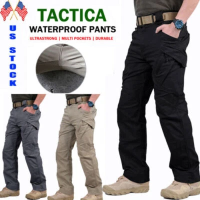 Tactical Mens Cargo Pants Waterproof Work Hiking Combat Outdoor Trousers Pants - Image 1 of 4