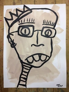 Matt Scalf 18x24 Face Abstract Street Art Graffiti ORIGINAL PAINTING Pop Modern - Picture 1 of 3