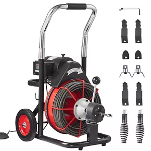 VEVOR Drain Cleaner Machine Electric Drain Auger 100FT x 3/8 In Auto Feed - Picture 1 of 12