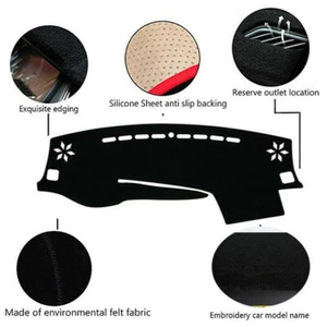 2015-2019 For Toyota Highlander Black Car Dashboard Dash Mat Non-Slip Sun Cover - Picture 1 of 7