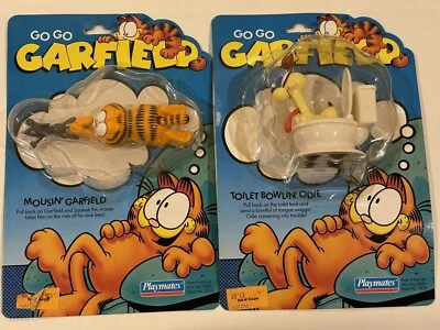 Lote de 2 GO GO Garfield Playmates 1991: Cat Mousin' Toilet Bowl Odie Nuevo Foto 1 de 4