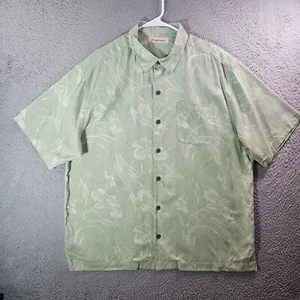 Tommy Bahama 100% Silk Casual Shirt Men XL Short Sleeve Button Up Light Green - Picture 1 of 9