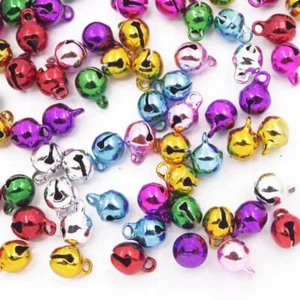 Bulk Lot 100 PCS 6mmX8mm Round Multi-Color Metal Jingle Bells For Crafts - Picture 1 of 8