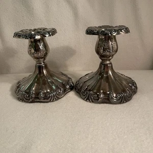 Reed & Barton Silver Plated Candlestick Candle Holders Weighted Made Italy Set 2 - Picture 1 of 8