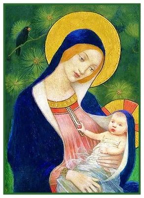 Pre-Raphaelite Marianne Stokes Madonna Firs Counted Cross Stitch Chart Pattern - Image 1 of 4