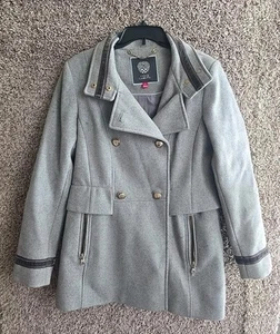 Vince Camuto Women Double Breasted Wing-collar Military Coat NWT Size M Grey - Picture 1 of 13