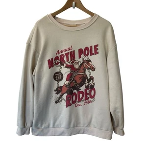 Cowboy Weihnachtsmann Sweatshirt Nordpol Rodeo groß Baumwolle Country Western Pferde - Bild 1 von 7