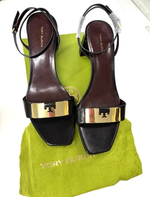 Tory Burch Women's Gigi Sandals 55mm Heel Perfect Black/ Gold US Size 6.5 - Image 1 of 4