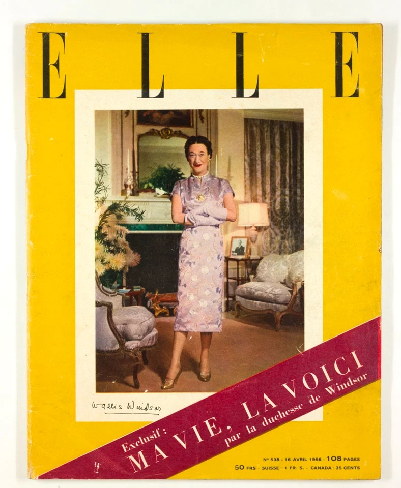 WALLIS SIMPSON Philippe Halsman 50s ACCESSORIES Elle magazine 16 April 1956  538 - Image 1 of 1